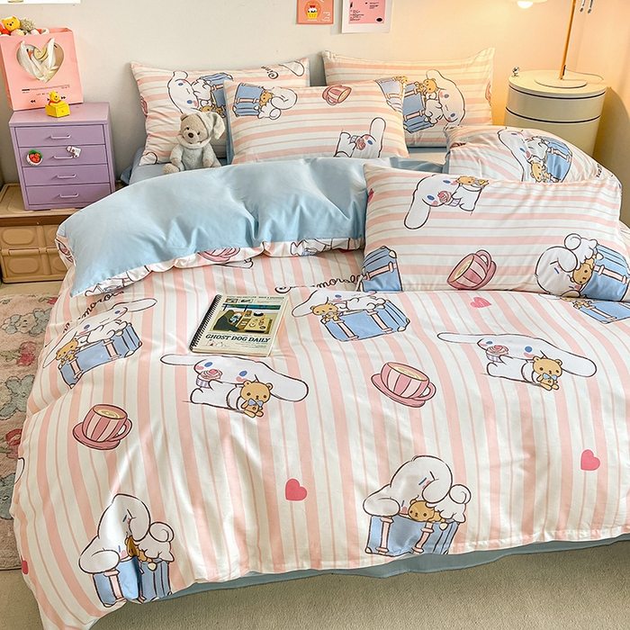 91家纺网 家纺一手货源 找家纺 桃子家居 2024新款三丽鸥正版授权全棉卡通系列四件套 棉三丽鸥-快乐旅行