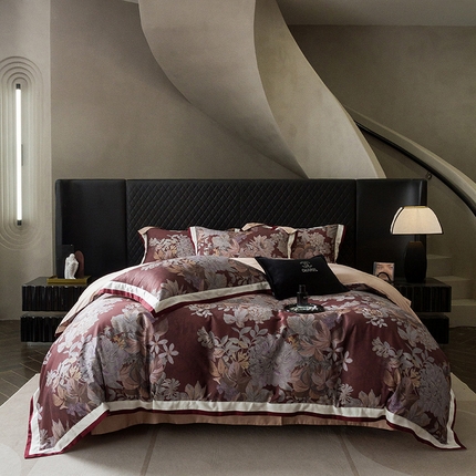 91家纺网 家纺一手货源 找家纺 （总）瑞雪 2024新款100S长绒棉数码印花款四件套-莎华