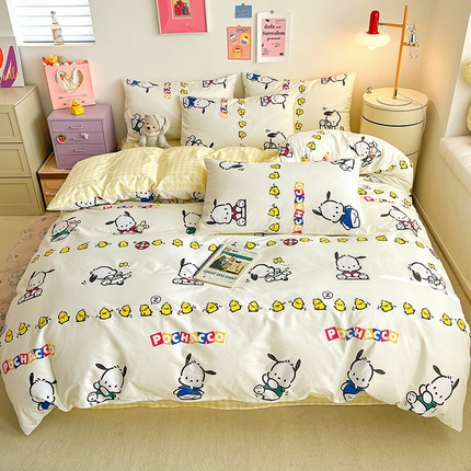 91家纺网 家纺一手货源 找家纺 （总）桃子家居 2024新款三丽鸥正版授权全棉卡通系列四件套