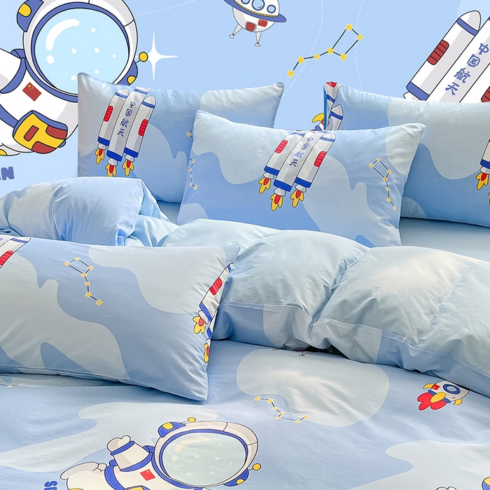 91家纺网 家纺一手货源 找家纺 金鑫汇家纺 2024新款全棉纯棉卡通印花四件套单品系列-单枕套 星际穿越