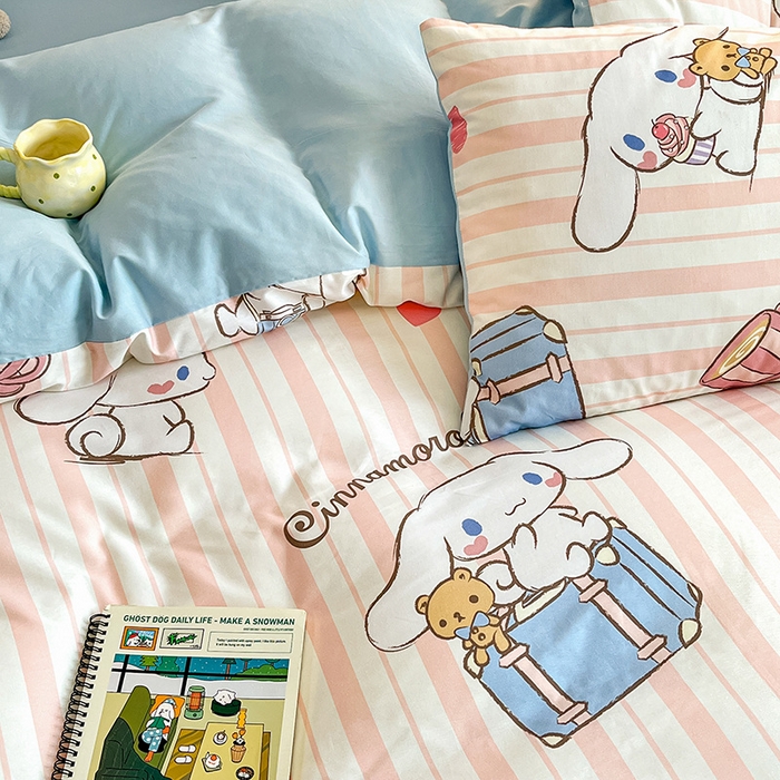 91家纺网 家纺一手货源 找家纺 桃子家居 2024新款三丽鸥正版授权全棉卡通系列四件套 棉三丽鸥-快乐旅行