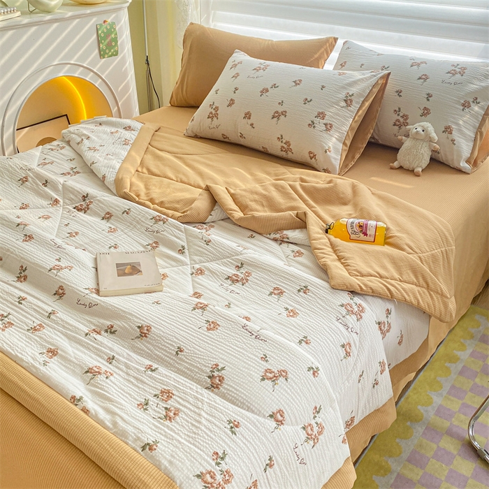 91家纺网 家纺一手货源 找家纺 可思家纺 2024新款A类泡泡纱夏被四件套 朝朝暮暮