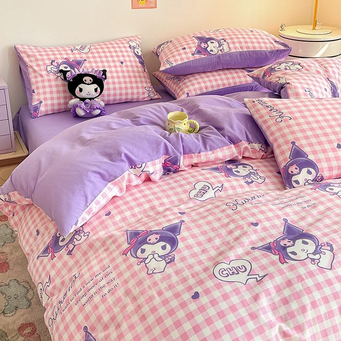 91家纺网 家纺一手货源 找家纺 桃子家居 2024新款三丽鸥正版授权全棉卡通系列四件套 棉三丽鸥-库洛米之心