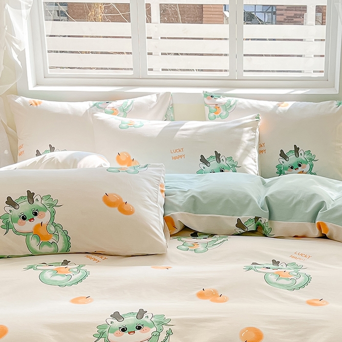 91家纺网 家纺一手货源 找家纺 （总）金鑫汇家纺 2024新款全棉纯棉卡通印花四件套单品系列-单枕套