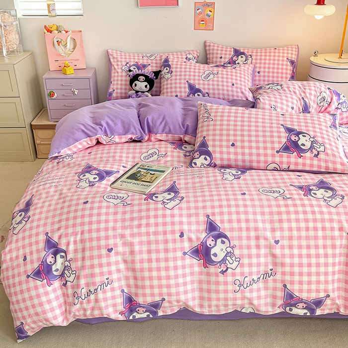 91家纺网 家纺一手货源 找家纺 桃子家居 2024新款三丽鸥正版授权全棉卡通系列四件套 棉三丽鸥-库洛米之心