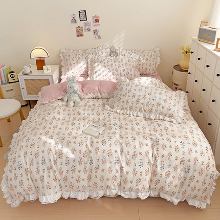 91家纺网 家纺一手货源 找家纺 （总）富米莱（原臻工厂） 2024新款小碎花花边夏被四件套