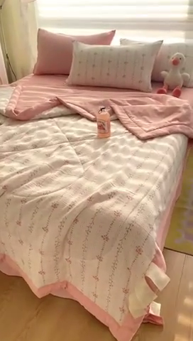 91家纺网 家纺一手货源 找家纺 可思家纺 2024新款A类泡泡纱夏被四件套 如梦花季