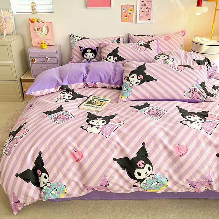 91家纺网 家纺一手货源 找家纺 桃子家居 2024新款三丽鸥正版授权全棉卡通系列四件套 棉三丽鸥-美美库洛米