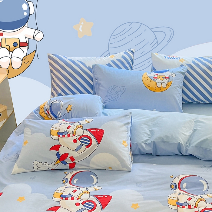 91家纺网 家纺一手货源 找家纺 金鑫汇家纺 2024新款全棉纯棉卡通印花四件套单品系列-单枕套 冲上云霄