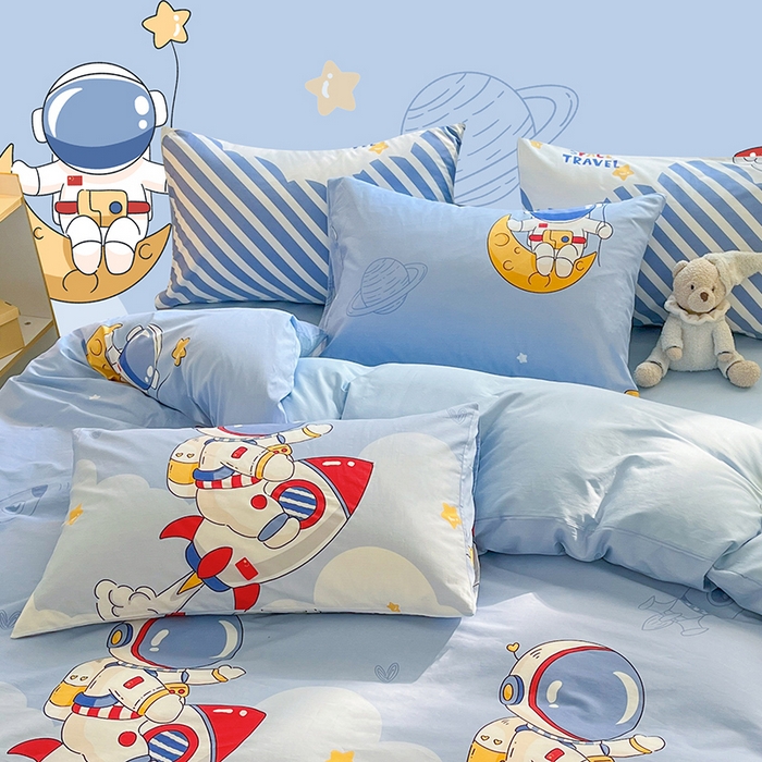 91家纺网 家纺一手货源 找家纺 金鑫汇家纺 2024新款全棉纯棉卡通印花四件套单品系列-单枕套 冲上云霄