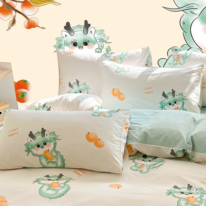 91家纺网 家纺一手货源 找家纺 （总）金鑫汇家纺 2024新款全棉纯棉卡通印花四件套单品系列-单枕套