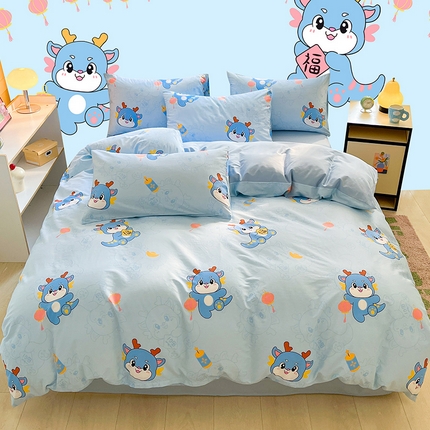 91家纺网 家纺一手货源 找家纺 （总）金鑫汇家纺 2024新款全棉纯棉卡通印花四件套单品系列-单被套