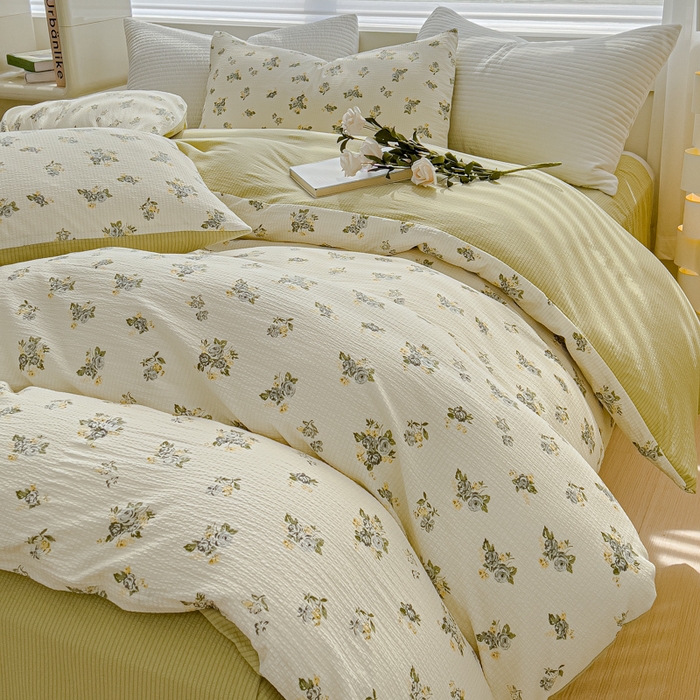 91家纺网 家纺一手货源 找家纺 可思家纺 2024新款A类水洗泡芙棉泡泡纱四件套 秘境