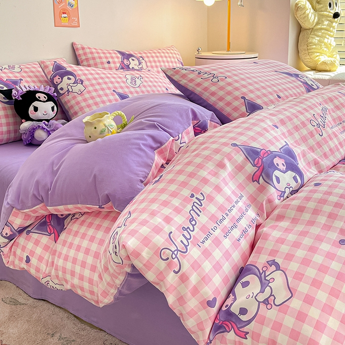 91家纺网 家纺一手货源 找家纺 桃子家居 2024新款三丽鸥正版授权全棉卡通系列四件套 棉三丽鸥-库洛米之心