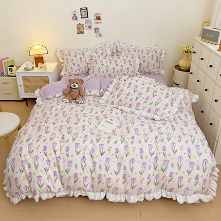 91家纺网 家纺一手货源 找家纺 （总）富米莱（原臻工厂） 2024新款小碎花花边夏被四件套