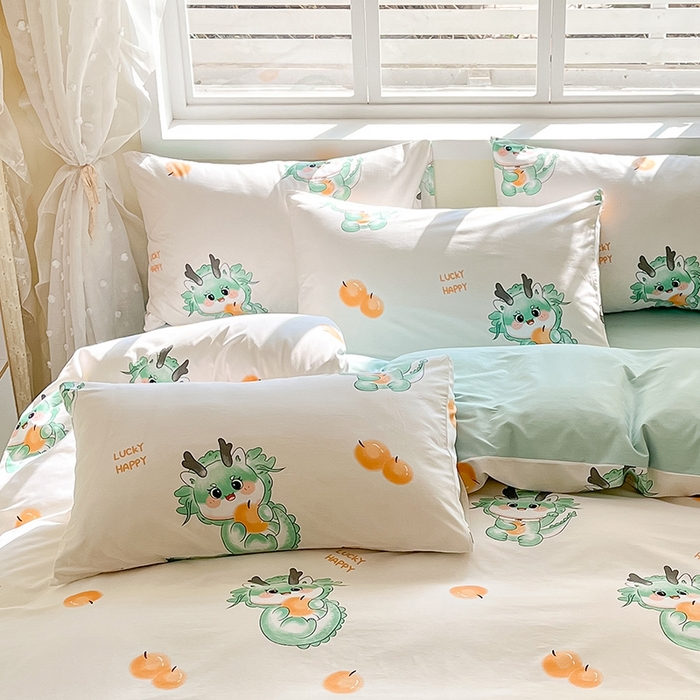 91家纺网 家纺一手货源 找家纺 （总）金鑫汇家纺 2024新款全棉纯棉卡通印花四件套单品系列-单枕套