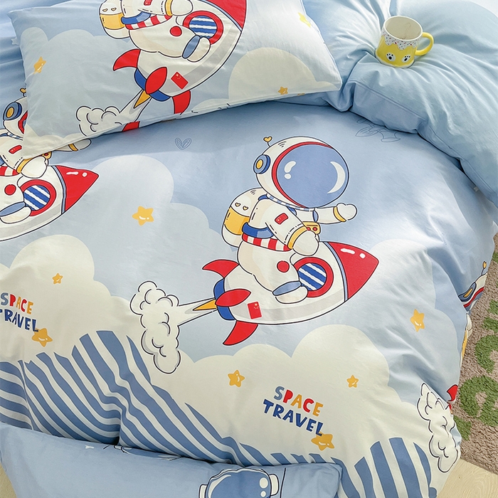 91家纺网 家纺一手货源 找家纺 金鑫汇家纺 2024新款全棉纯棉卡通印花四件套单品系列-四件套 冲上云霄