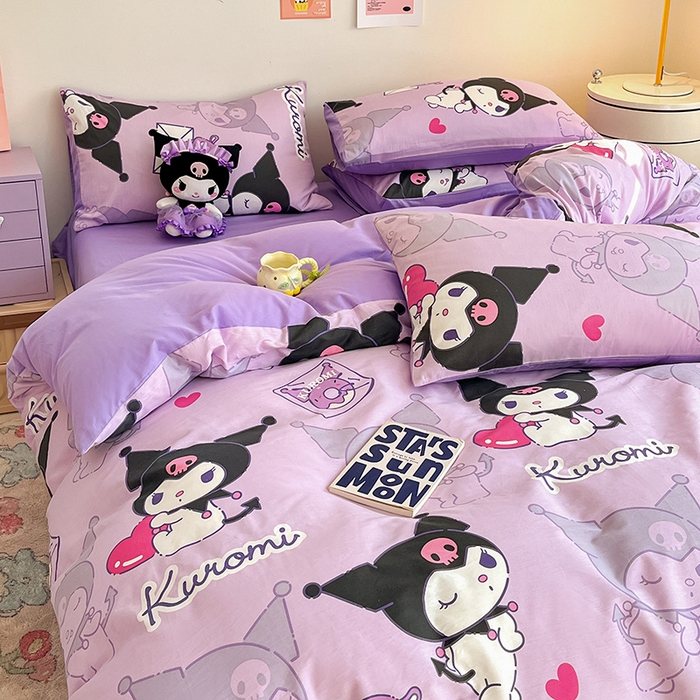 91家纺网 家纺一手货源 找家纺 桃子家居 2024新款三丽鸥正版授权全棉卡通系列四件套 棉三丽鸥-魔法库洛米