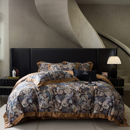 91家纺网 家纺一手货源 找家纺 （总）瑞雪 2024新款100S长绒棉数码印花款四件套-龙骧