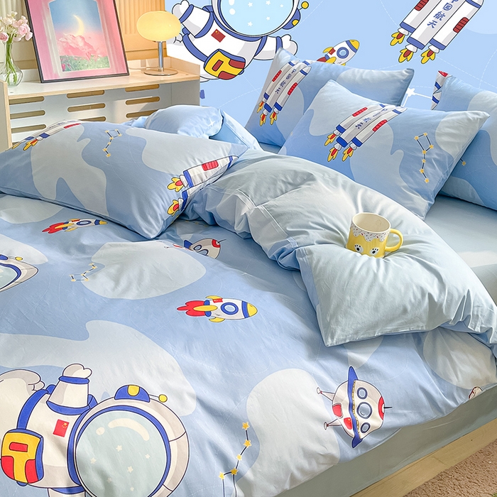 91家纺网 家纺一手货源 找家纺 金鑫汇家纺 2024新款全棉纯棉卡通印花四件套单品系列-单被套 星际穿越