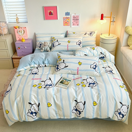 桃子家居 2024新款三丽鸥正版授权全棉卡通系列四件套 棉三丽鸥-快乐帕恰狗