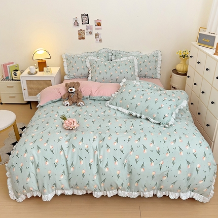 91家纺网 家纺一手货源 找家纺 （总）富米莱（原臻工厂） 2024新款小碎花花边夏被四件套