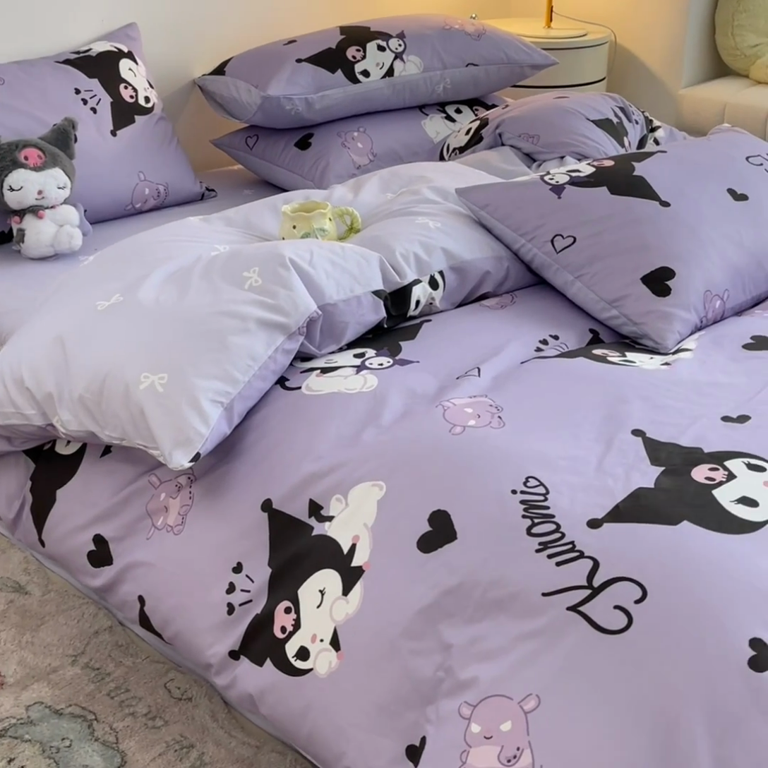 91家纺网 家纺一手货源 找家纺 桃子家居 2024新款三丽鸥正版授权全棉卡通系列四件套 棉三丽鸥-梦想库洛米