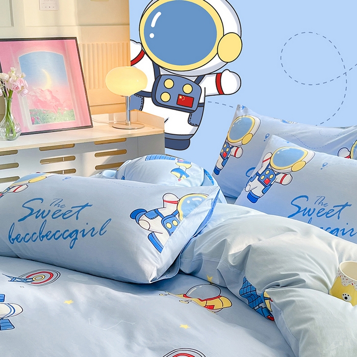91家纺网 家纺一手货源 找家纺 金鑫汇家纺 2024新款全棉纯棉卡通印花四件套单品系列-单枕套 宇宙奥秘