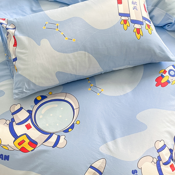 91家纺网 家纺一手货源 找家纺 金鑫汇家纺 2024新款全棉纯棉卡通印花四件套单品系列-单枕套 星际穿越