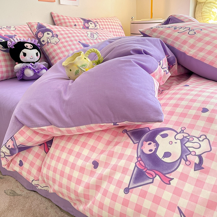 91家纺网 家纺一手货源 找家纺 桃子家居 2024新款三丽鸥正版授权全棉卡通系列四件套 棉三丽鸥-库洛米之心