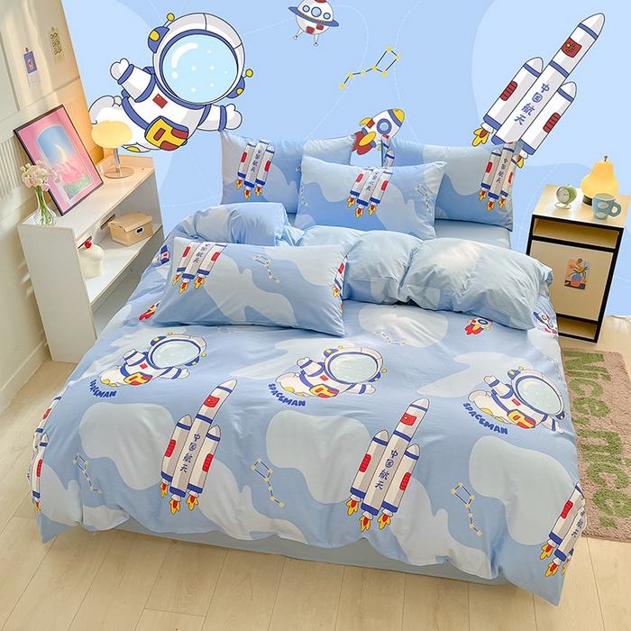 91家纺网 家纺一手货源 找家纺 金鑫汇家纺 2024新款全棉纯棉卡通印花四件套单品系列-单被套 星际穿越