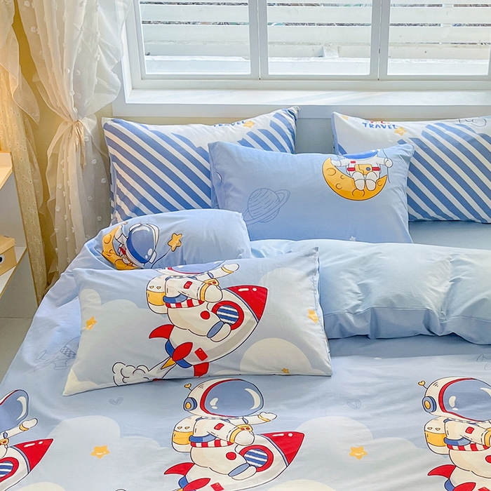 91家纺网 家纺一手货源 找家纺 金鑫汇家纺 2024新款全棉纯棉卡通印花四件套单品系列-单枕套 冲上云霄