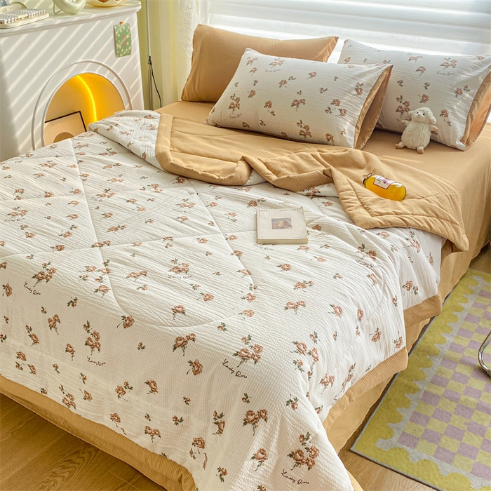 91家纺网 家纺一手货源 找家纺 可思家纺 2024新款A类泡泡纱夏被四件套 朝朝暮暮