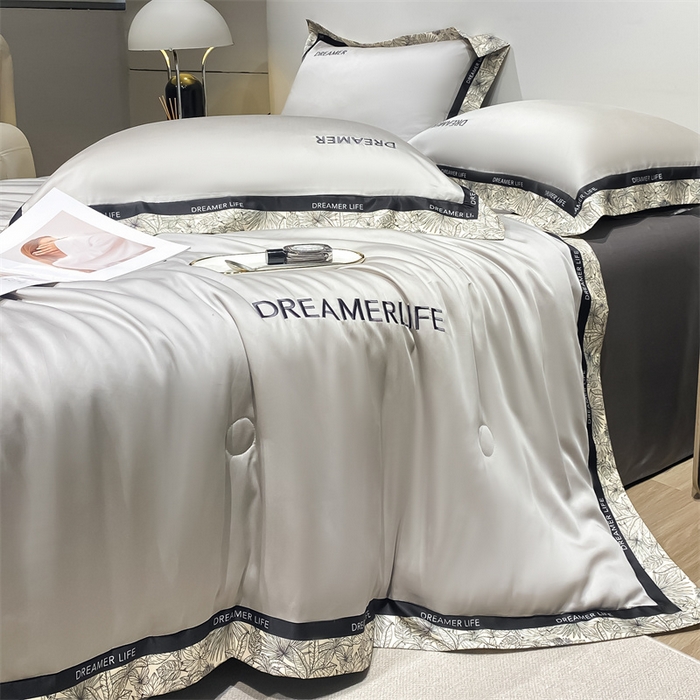 91家纺网 家纺一手货源 找家纺 笙意家纺 2025新款冰丝宽边款夏被-克里斯汀系列 克里斯汀-山灰+中灰