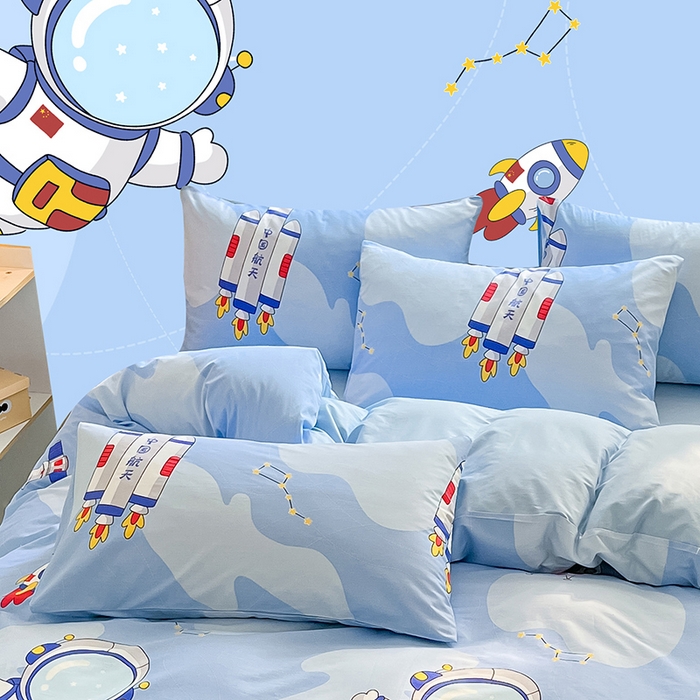 91家纺网 家纺一手货源 找家纺 金鑫汇家纺 2024新款全棉纯棉卡通印花四件套单品系列-单枕套 星际穿越