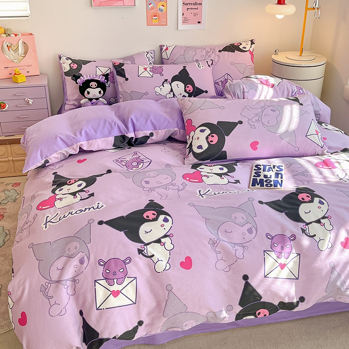 91家纺网 家纺一手货源 找家纺 桃子家居 2024新款三丽鸥正版授权全棉卡通系列四件套 棉三丽鸥-魔法库洛米