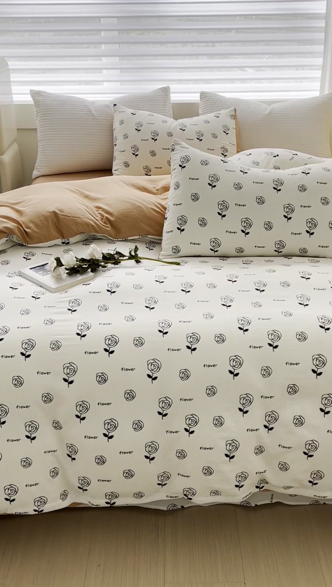 91家纺网 家纺一手货源 找家纺 可思家纺 2024新款A类水洗泡芙棉泡泡纱四件套 小玫瑰