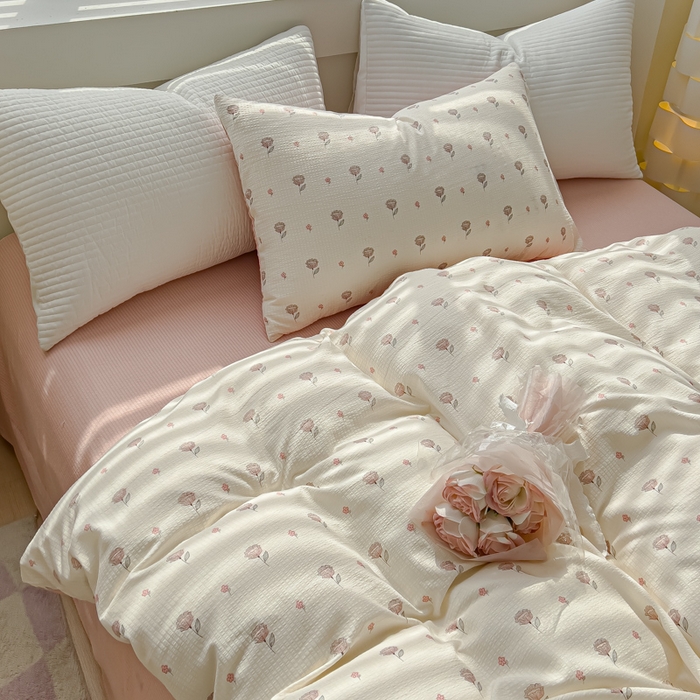 91家纺网 家纺一手货源 找家纺 可思家纺 2024新款A类水洗泡芙棉泡泡纱四件套 夏朵