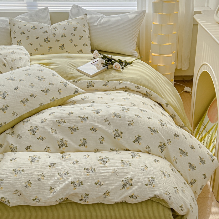 91家纺网 家纺一手货源 找家纺 可思家纺 2024新款A类水洗泡芙棉泡泡纱四件套 秘境