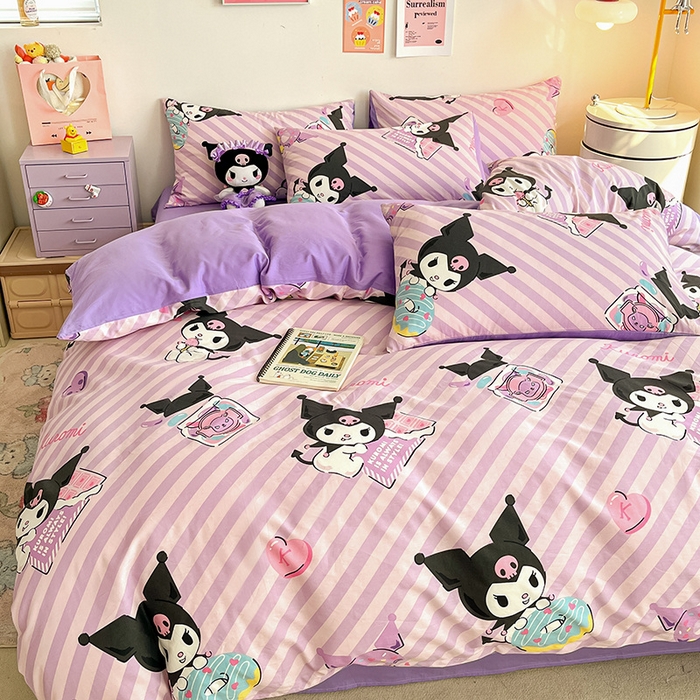 91家纺网 家纺一手货源 找家纺 桃子家居 2024新款三丽鸥正版授权全棉卡通系列四件套 棉三丽鸥-美美库洛米