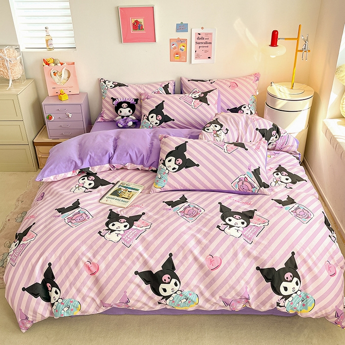 91家纺网 家纺一手货源 找家纺 桃子家居 2024新款三丽鸥正版授权全棉卡通系列四件套 棉三丽鸥-美美库洛米