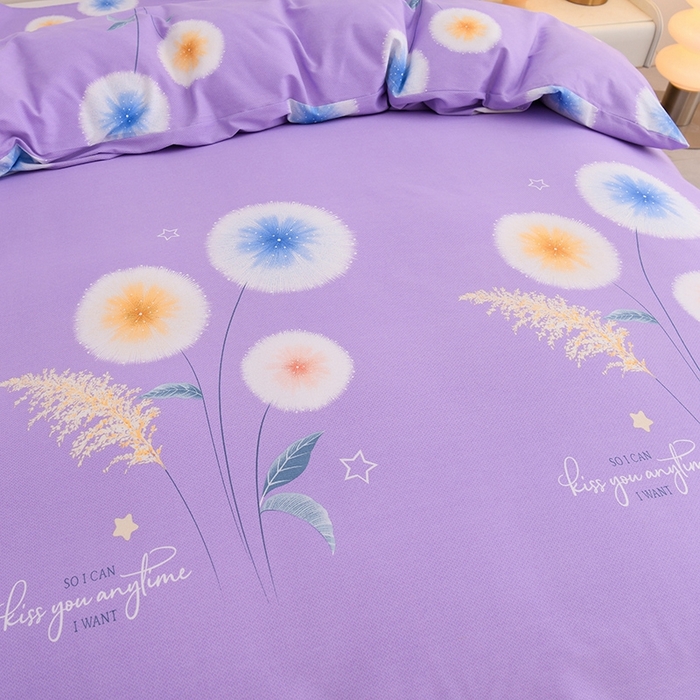 91家纺网 家纺一手货源 找家纺 润淳 2025新款加厚活性磨毛四件套纯棉三件套-花香密语 紫