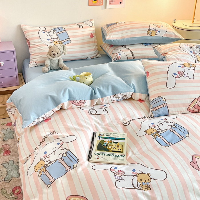 91家纺网 家纺一手货源 找家纺 桃子家居 2024新款三丽鸥正版授权全棉卡通系列四件套 棉三丽鸥-快乐旅行