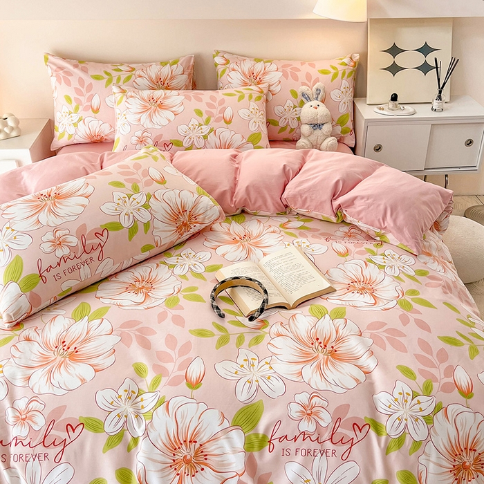 91家纺网 家纺一手货源 找家纺 金鑫汇家纺 2024新款全棉纯棉卡通印花四件套单品系列-单被套 繁花之恋