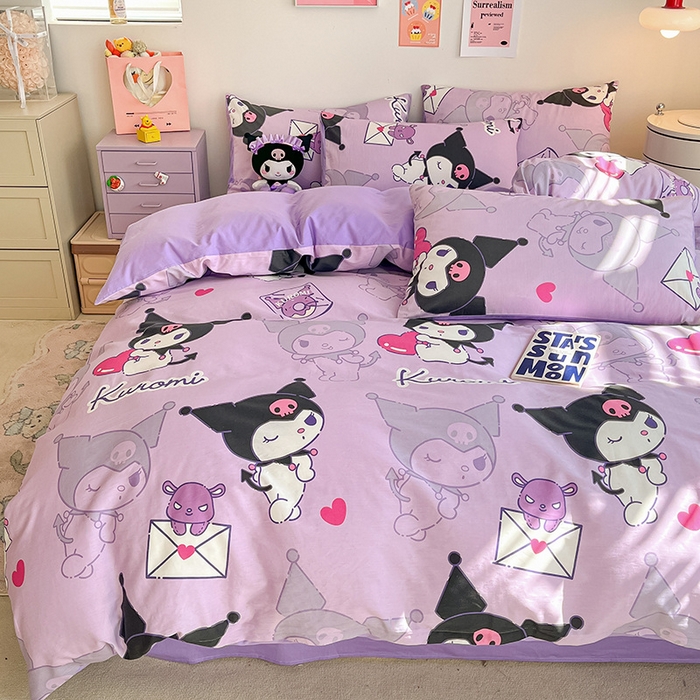 91家纺网 家纺一手货源 找家纺 桃子家居 2024新款三丽鸥正版授权全棉卡通系列四件套 棉三丽鸥-魔法库洛米