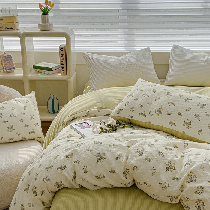 91家纺网 家纺一手货源 找家纺 可思家纺 2024新款A类水洗泡芙棉泡泡纱四件套 秘境