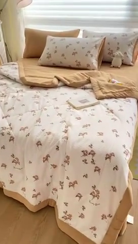 91家纺网 家纺一手货源 找家纺 可思家纺 2024新款A类泡泡纱夏被四件套 朝朝暮暮