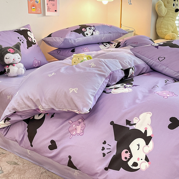 91家纺网 家纺一手货源 找家纺 桃子家居 2024新款三丽鸥正版授权全棉卡通系列四件套 棉三丽鸥-梦想库洛米