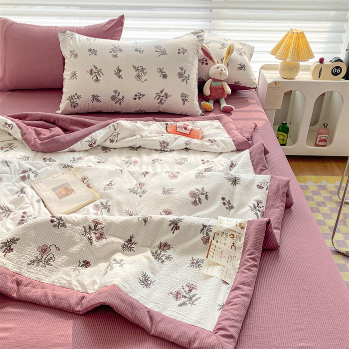 91家纺网 家纺一手货源 找家纺 可思家纺 2024新款A类泡泡纱夏被四件套 幽香