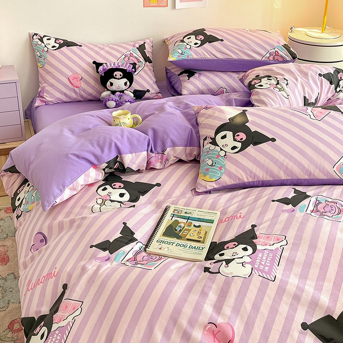 91家纺网 家纺一手货源 找家纺 桃子家居 2024新款三丽鸥正版授权全棉卡通系列四件套 棉三丽鸥-美美库洛米